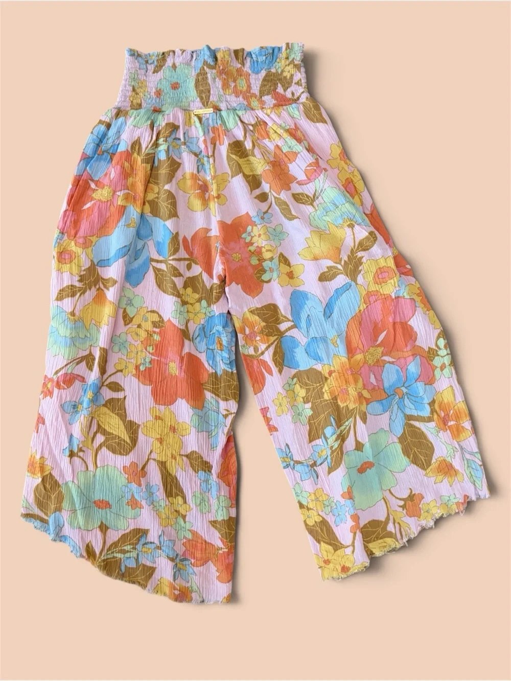Billabong Wandering Soul Floral Wide Leg Pants Girls M Boho